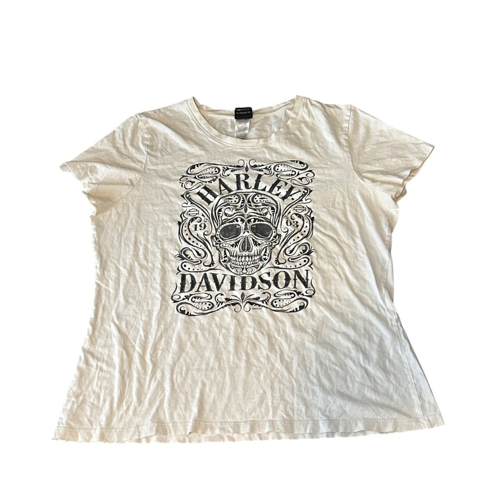 Harley Davidson Los Angeles Sugar Skull Graphic Tee White XL 2019 RK Stratman - Picture 2 of 7
